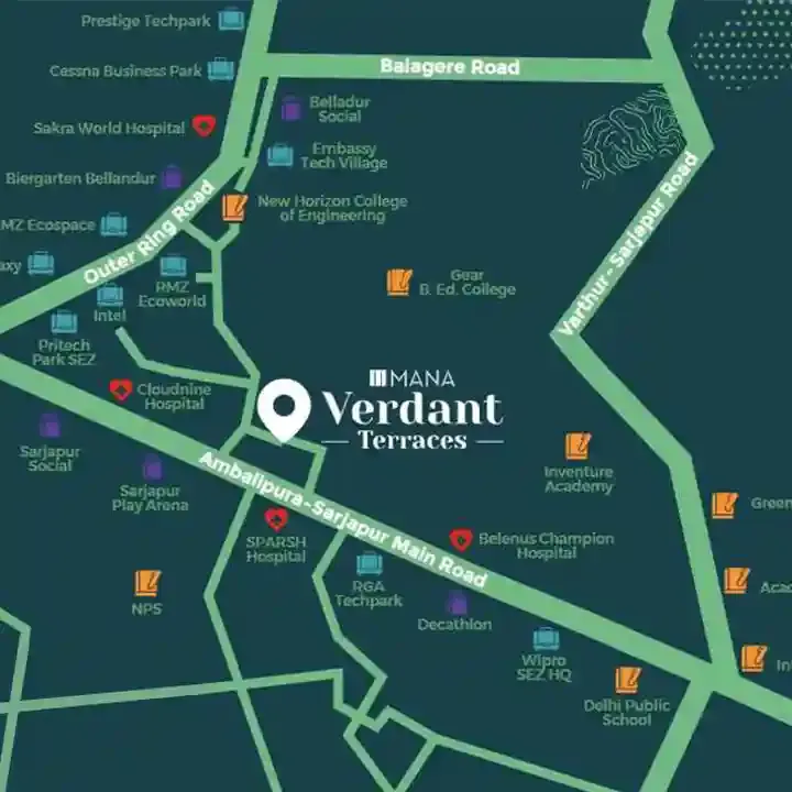 Mana Verdant Terraces location map, Sarjapur Road